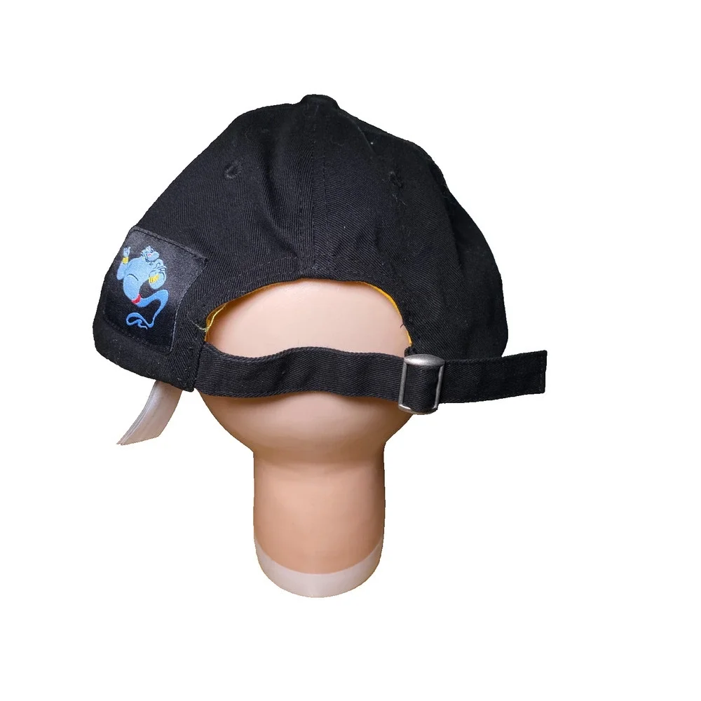 Disney Aladdin Genie Strapback Hat Black Yellow Embroidered Dad Cap